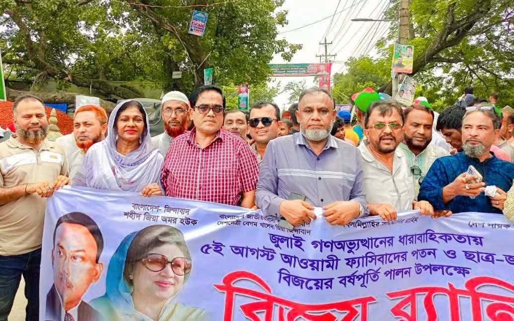 নবীনগর উপজেলা ও পৌর বিএনপির ব্যানারে আনন্দ মিছিল