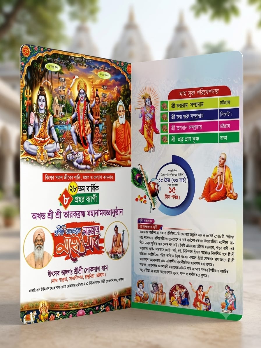 ২৮তম বর্ষে পদার্পণ উপলক্ষে শ্রীশ্রী লোকনাথ ধামে ১৫ দিনব্যাপী তারকব্রহ্ম মহানাম যজ্ঞানুষ্ঠান ও নামযজ্ঞ মহোৎসব